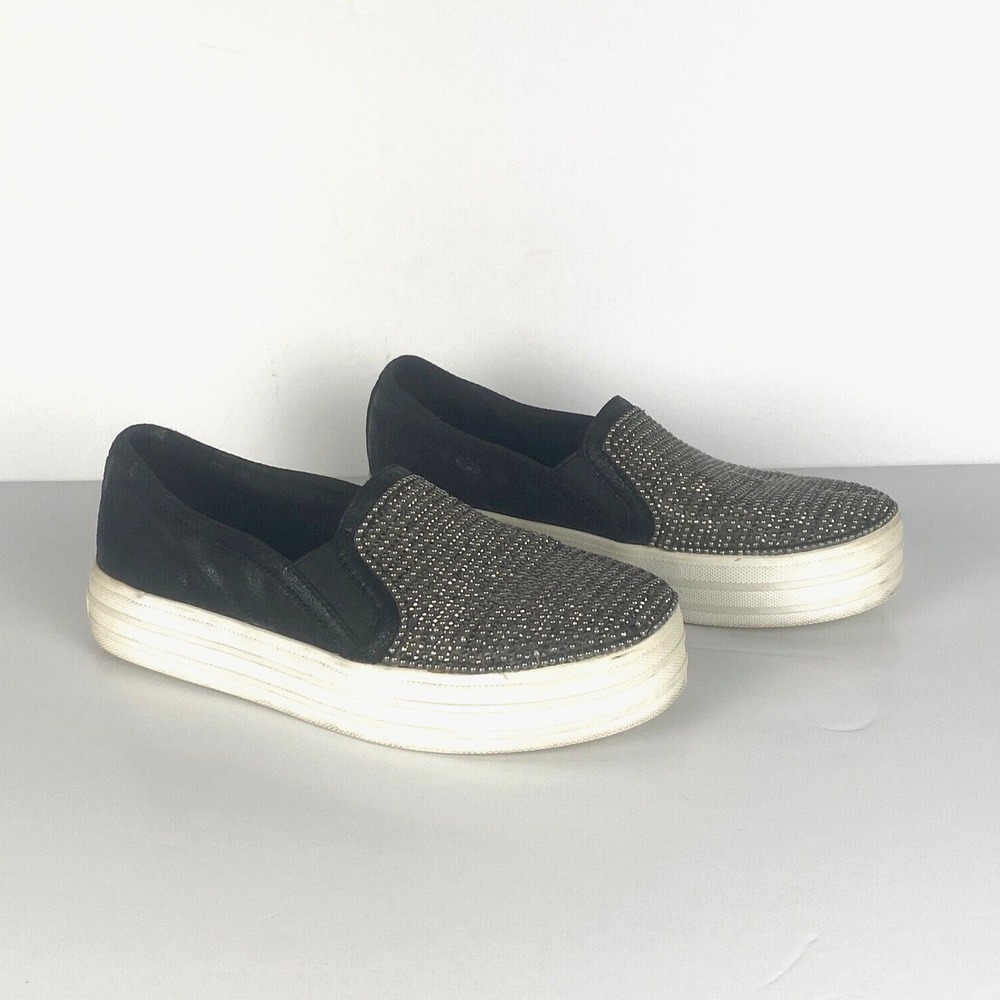Skechers Street Double Up Shiny Dancer Slip On Sneakers Womens 6 Black